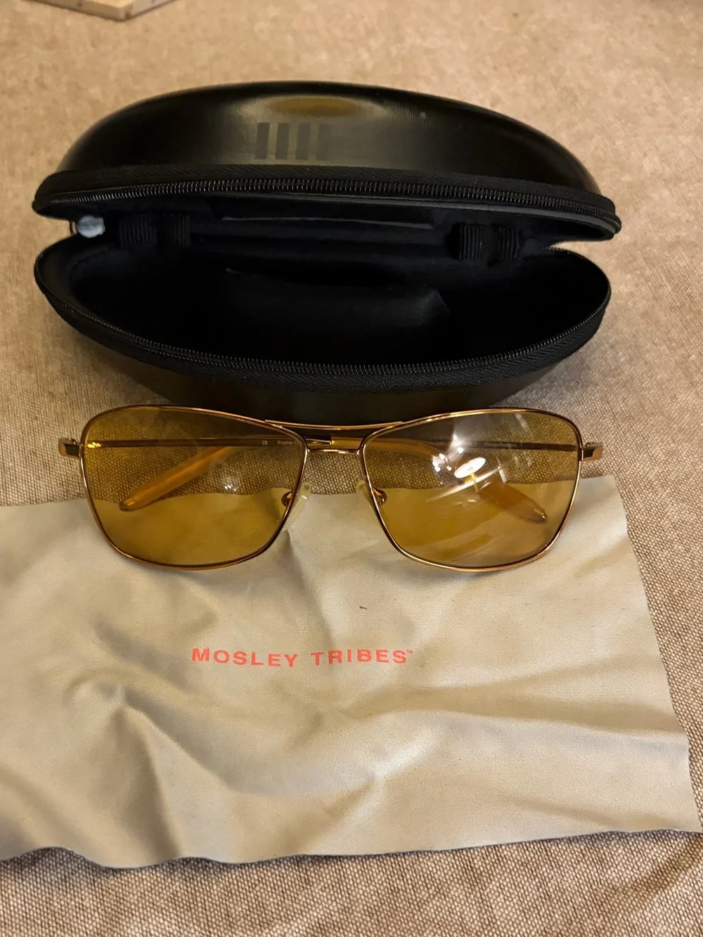 Men’s Gold Frame Sunglasses with Amber Lenses